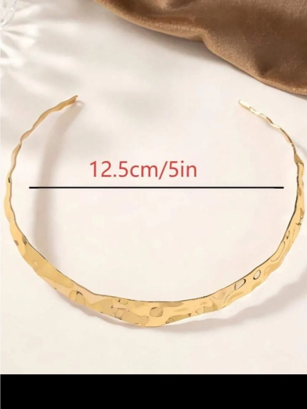 Hammered Gold Tone Metal Headband - Women Accessories